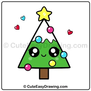 Christmas tree drawing for kids - final