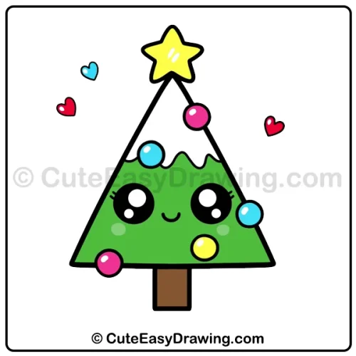 Christmas tree drawing for kids - step 6