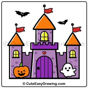 Halloween castle drawing