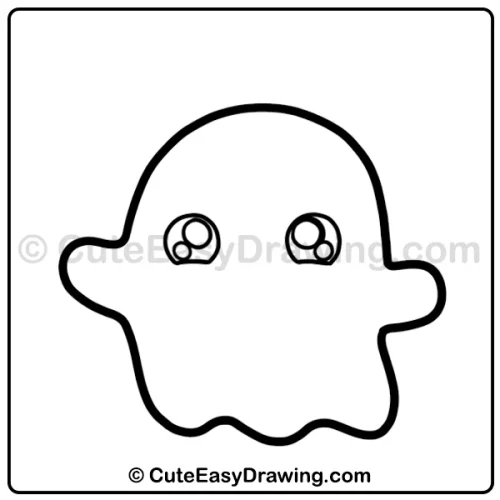 Cute Halloween Ghost Drawing: 6 Easy and Spooky-Sweet Steps 6 cute Halloween ghost drawing - step 4