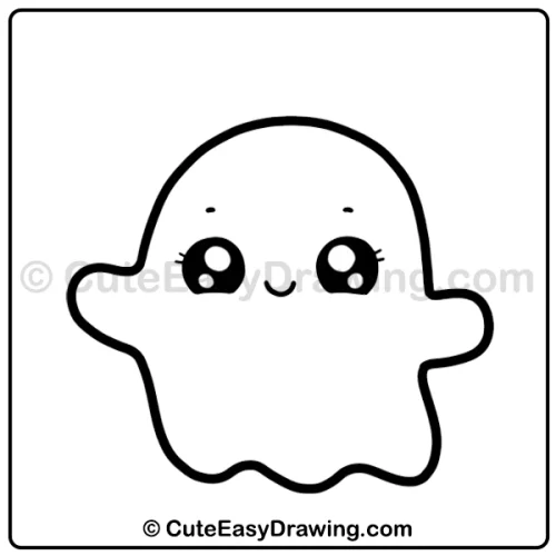 Cute Halloween Ghost Drawing: 6 Easy and Spooky-Sweet Steps 7 cute Halloween ghost drawing - step 5