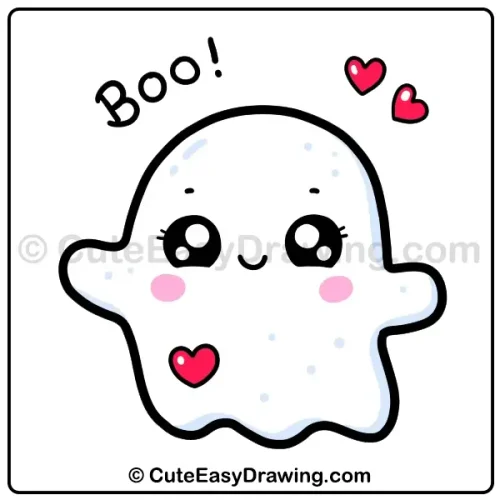 Cute Halloween Ghost Drawing: 6 Easy and Spooky-Sweet Steps 8 cute Halloween ghost drawing - step 6