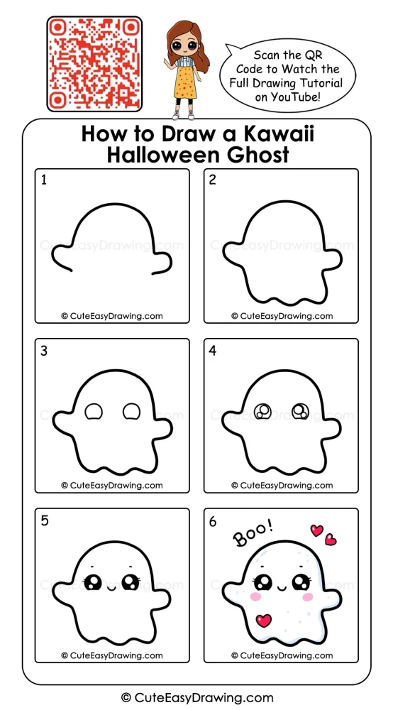 Cute Halloween Ghost Drawing: 6 Easy and Spooky-Sweet Steps 1 6 Spooky-Sweet Steps for a Cute Halloween Ghost Drawing