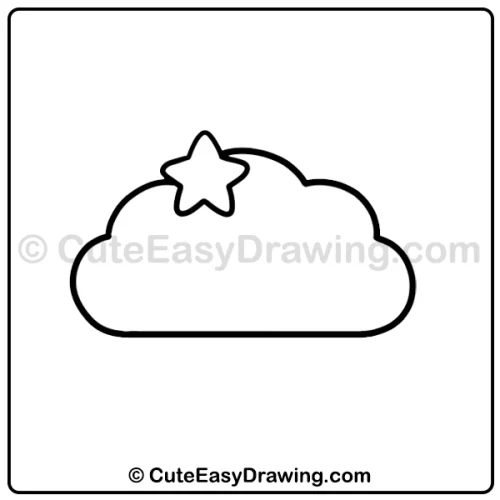 cute unicorn rain cloud drawing - step 1
