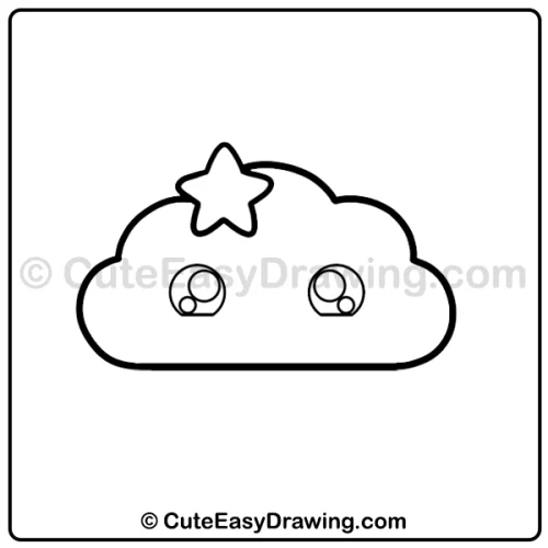 cute unicorn rain cloud drawing - step 2