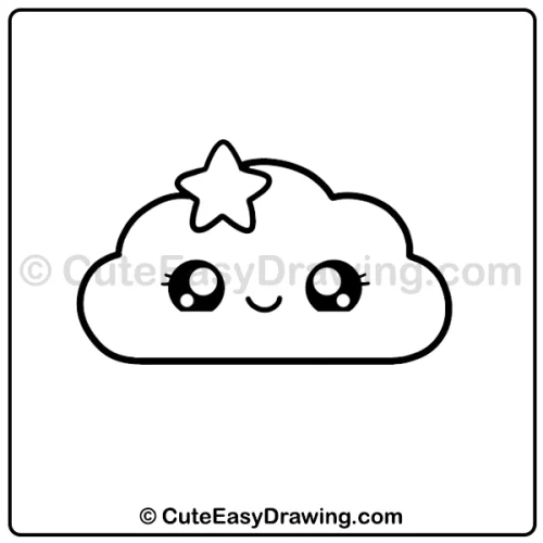 cute unicorn rain cloud drawing - step 3