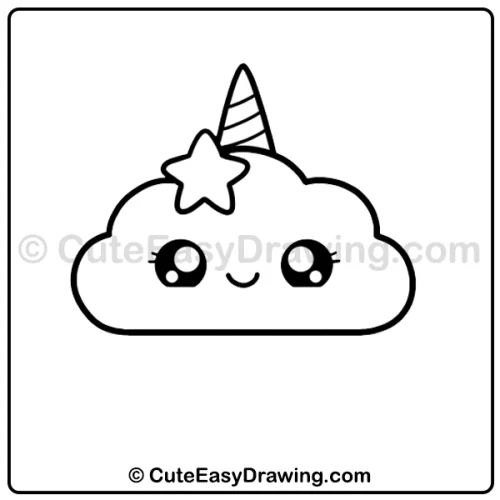 cute unicorn rain cloud drawing - step 4