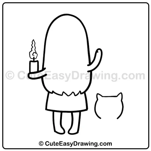 8-Step Cute Ghost Girl Drawing for Kids: A Fun Halloween Art Activity 7 cute ghost girl drawing - step 5