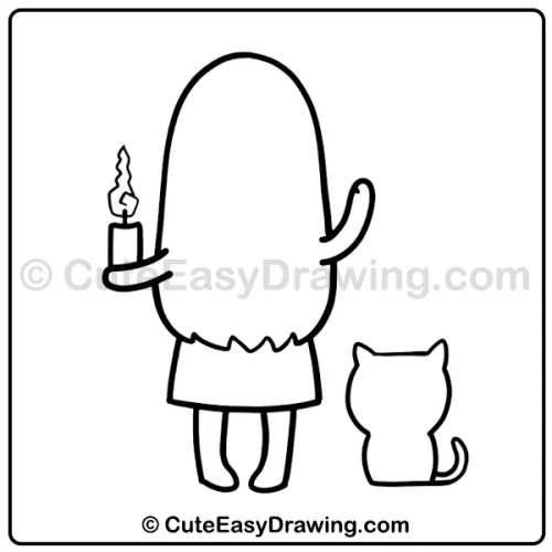 8-Step Cute Ghost Girl Drawing for Kids: A Fun Halloween Art Activity 8 cute ghost girl drawing - step 6