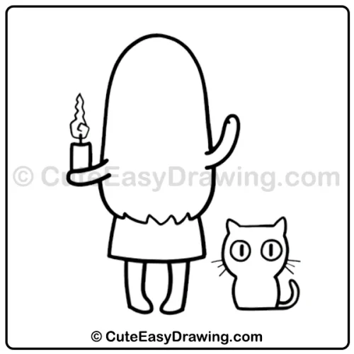 8-Step Cute Ghost Girl Drawing for Kids: A Fun Halloween Art Activity 9 cute ghost girl drawing - step 7