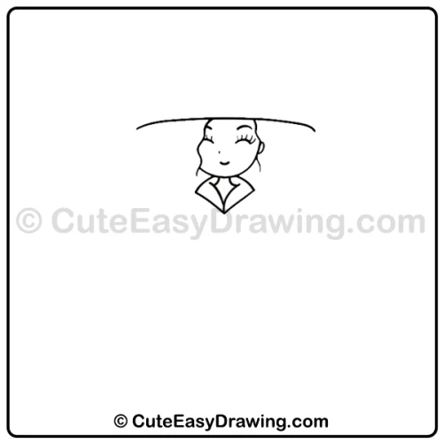 Cute Witch Girl Drawing: 9 Easy Steps for Kids 5 cute witch girl drawing -step 3