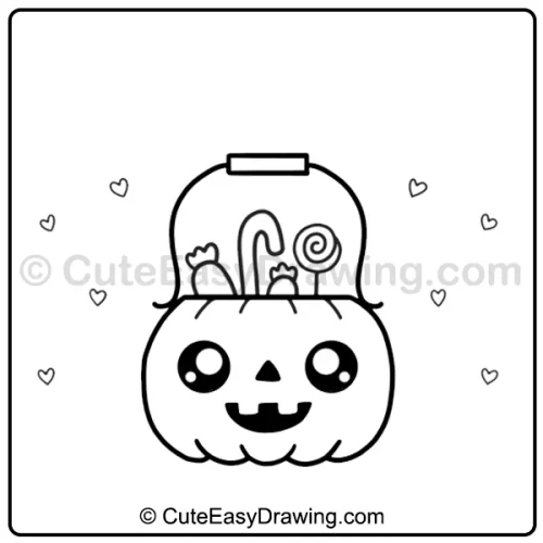 cute Halloween pumpkin drawing - step 7