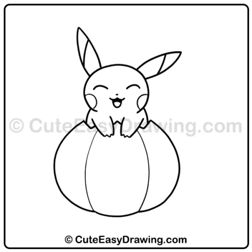 8 Easy Ideas for Pikachu Halloween Pumpkin Drawing Kids Can Follow 8 Pikachu Halloween pumpkin drawing - step 6
