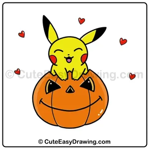 Pikachu Halloween pumpkin drawing