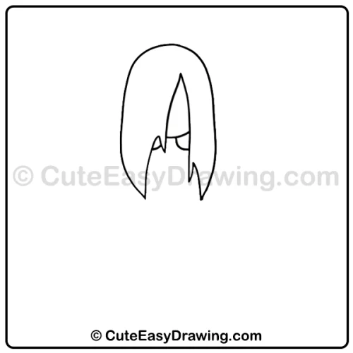 6 Easy Steps to Create a Long-haired Halloween Girl Ghost Drawing for Kids 4 long-haired Halloween girl ghost drawing - step 2