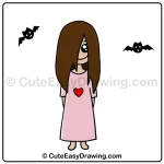6 Easy Steps to Create a Long-haired Halloween Girl Ghost Drawing for Kids long-haired Halloween girl ghost drawing