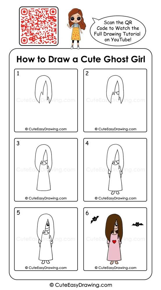 6 Easy Steps to Create a Long-haired Halloween Girl Ghost Drawing for Kids 1 6 Easy Steps to Create a Long-haired Halloween Girl Ghost Drawing for Kids
