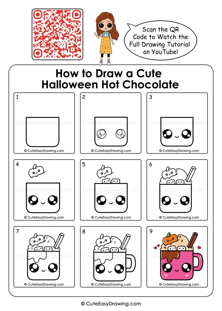 9 Fun Steps to Draw a Cute Halloween Hot Chocolate Mug
