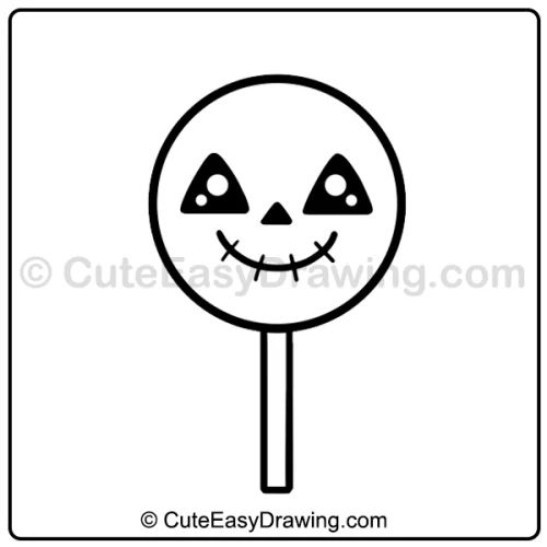 Halloween lollipop drawing - step 5