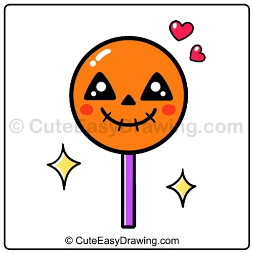 Halloween lollipop drawing - step 6