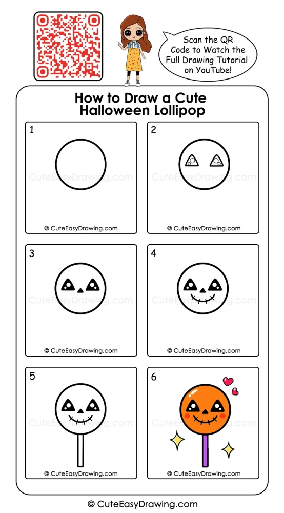 6 Easy Steps to Create a Spooky-Cute Halloween Lollipop Drawing for Kids