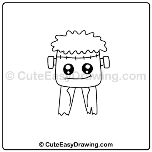 cute Frankenstein drawing - step 4