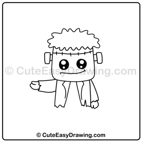 cute Frankenstein drawing - step 5