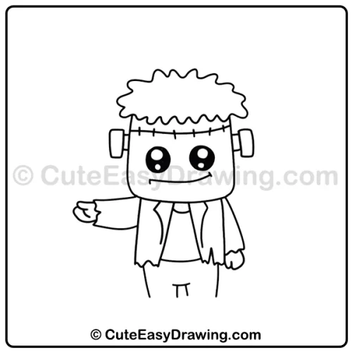 cute Frankenstein drawing - step 6