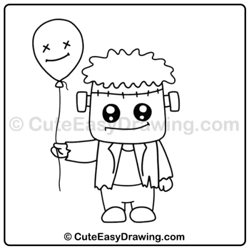 cute Frankenstein drawing - step 7