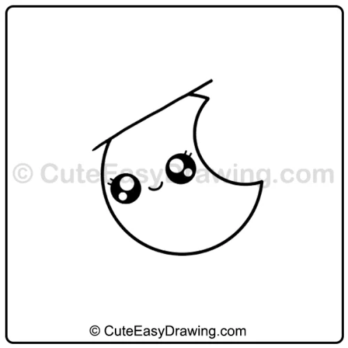 cute Halloween moon drawing - step 3