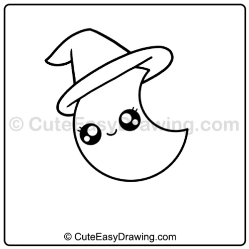 cute Halloween moon drawing - step 4