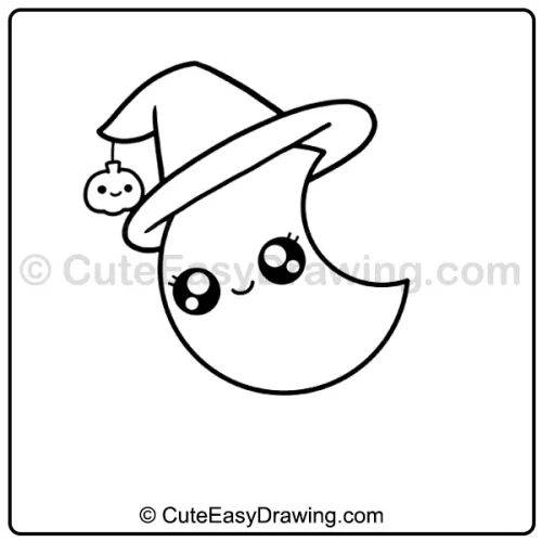 cute Halloween moon drawing - step 5