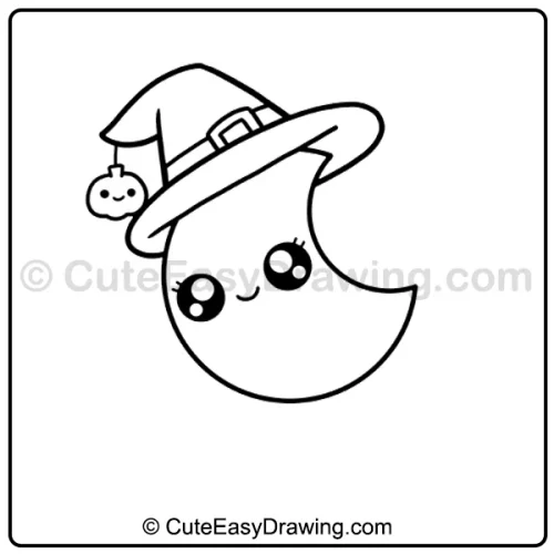 cute Halloween moon drawing - step 6