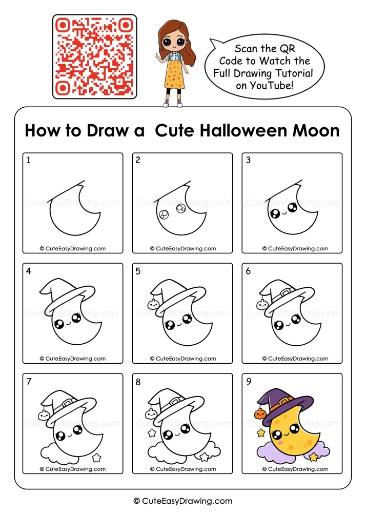9 Delightful Steps to Bring a Cute Halloween Moon Drawing to Life
