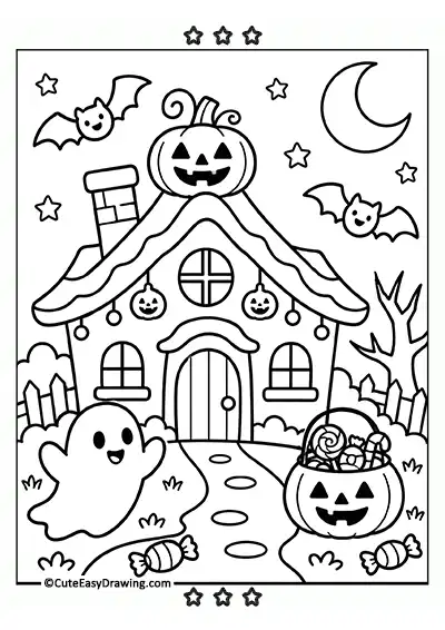 Halloween House Coloring Page